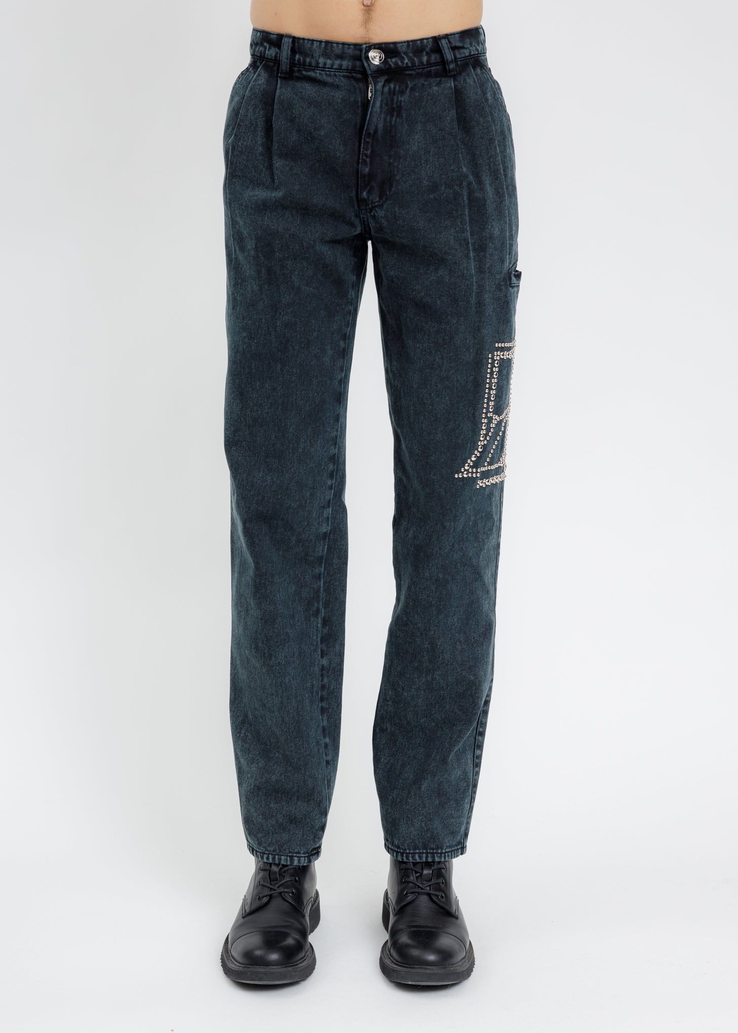 Blue 2 Tuck Denim Pants – 017 Shop