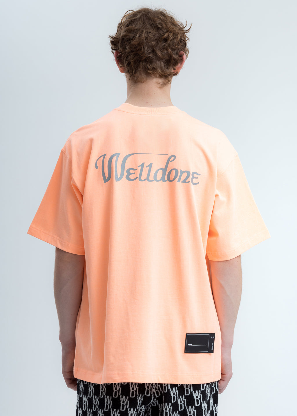 017 Shop | we11done Neon Orange Reflective WE11DONE Logo T-Shirt