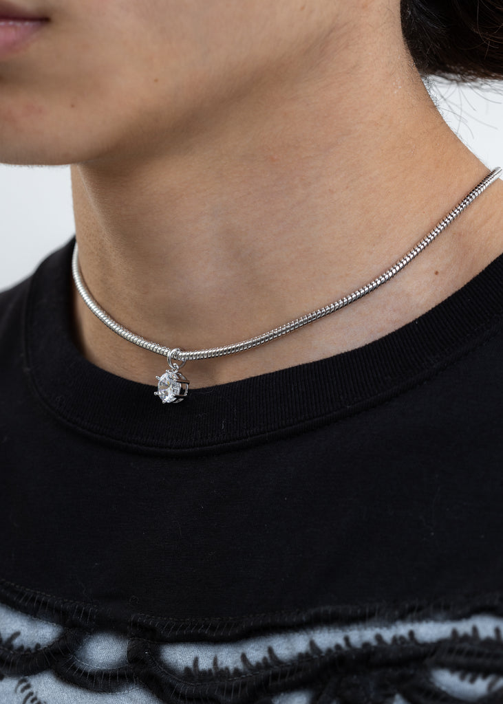 Silver Necklace With Diamond
