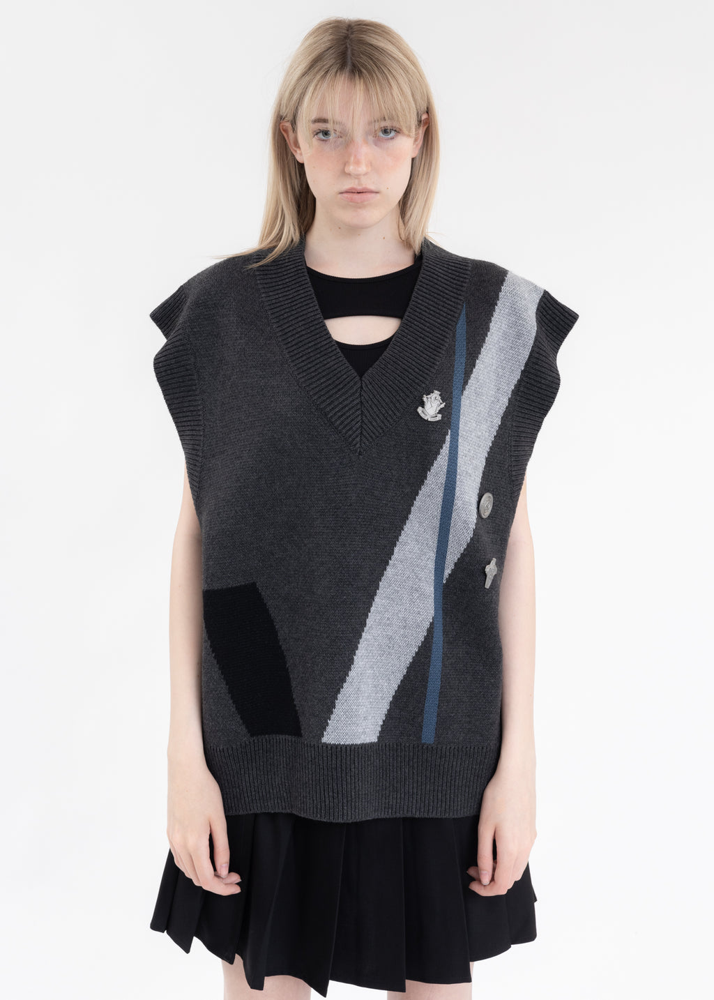 Grey Geometry Knit Vest