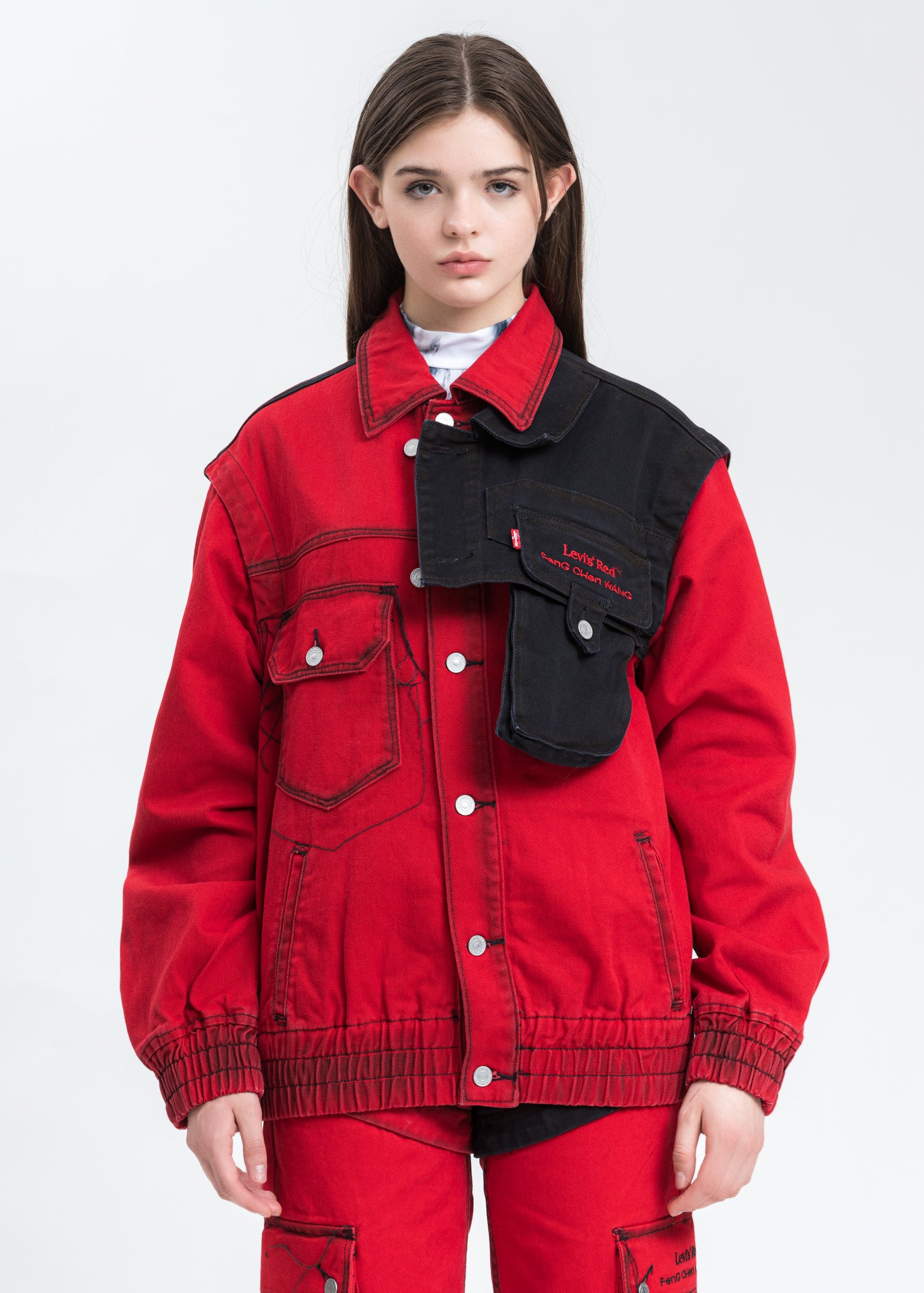 Red And Black Levi's Edition Twill Oversized Jacket – 017 Shop