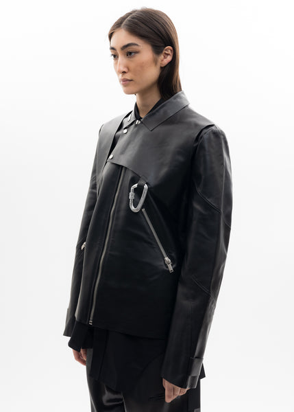 017 Shop | Heliot Emil Black Leather Jacket W. CARABINER