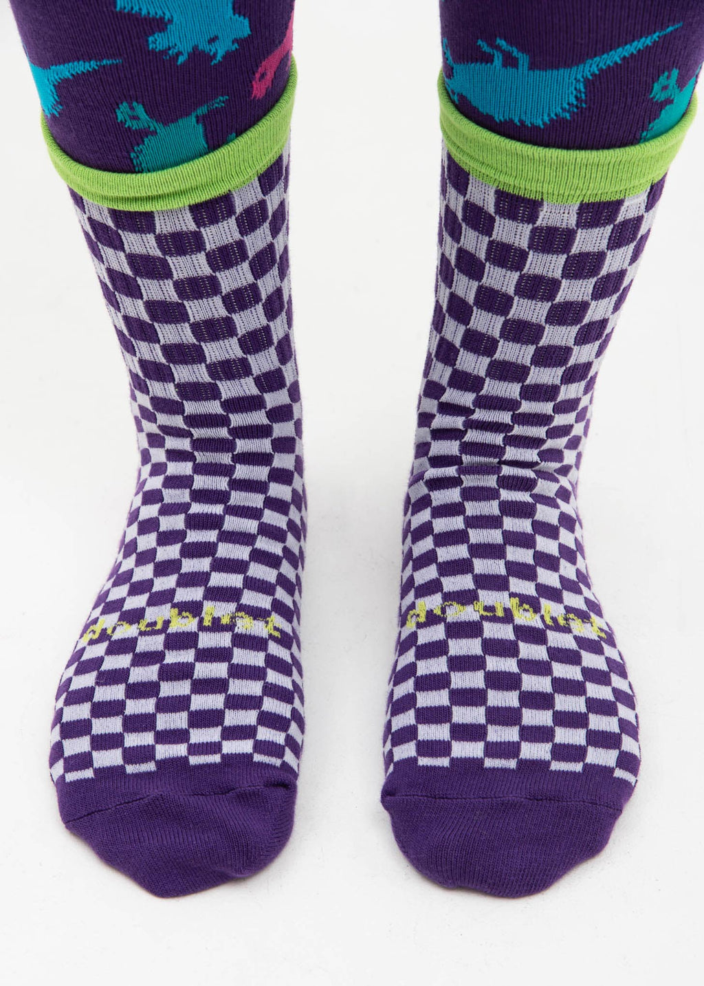 017 Shop | Doublet Purple 3 Layered Checker Flag Socks