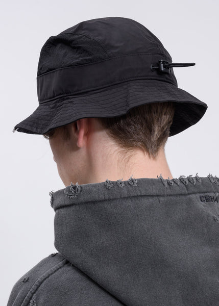 017 Shop | C2H4 Black Mesh Panelled Nylon Bucket Hat