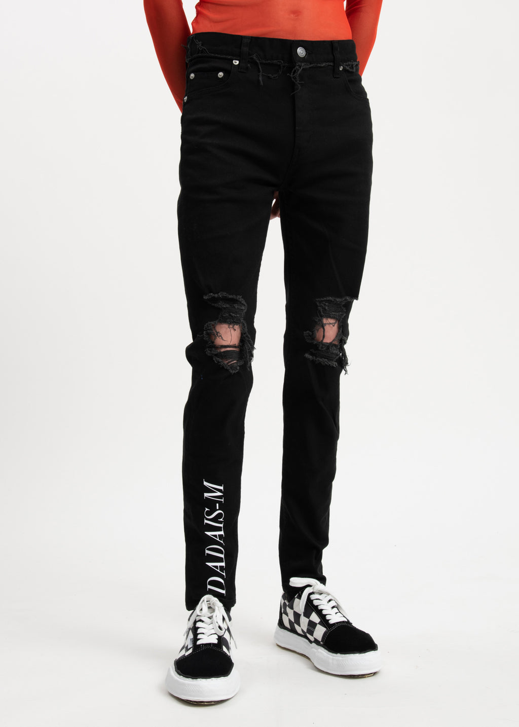 017 Shop | Christian Dada Black Knee Damaged Super Skinny Signature ...