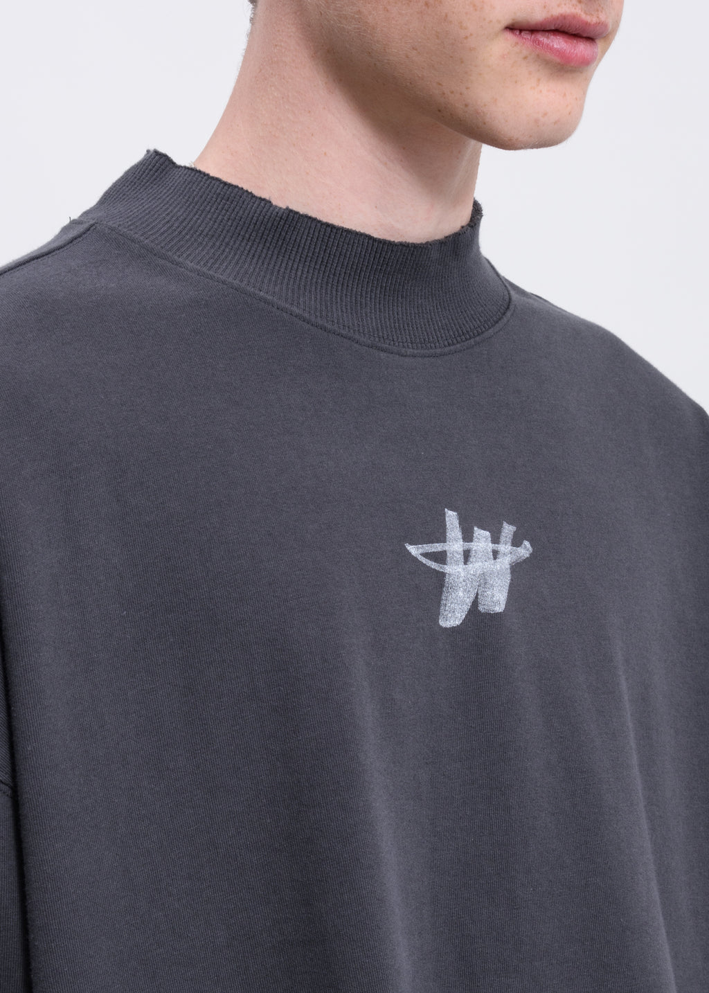 017 Shop | we11done Charcoal High Neck WD Logo Sweater