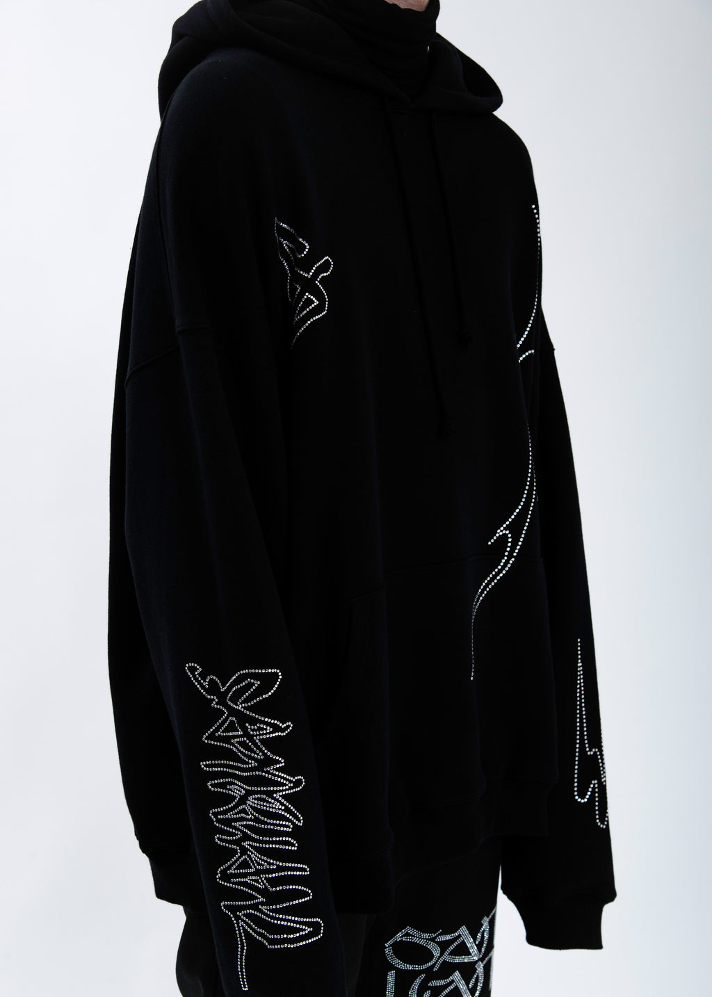 017 Shop | Sankuanz Black Rhinestone Hoodie