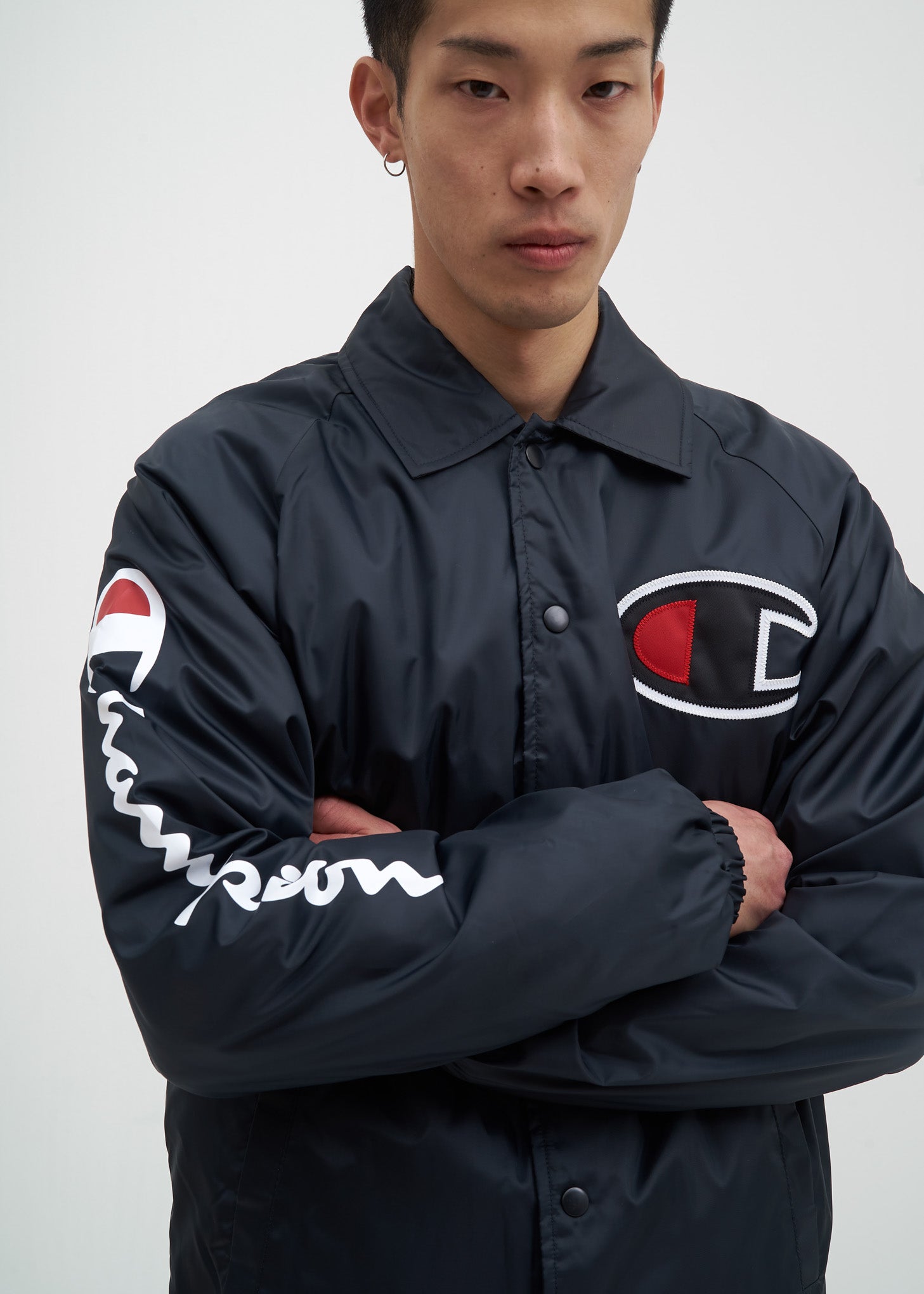 champion lined black coaches jacket