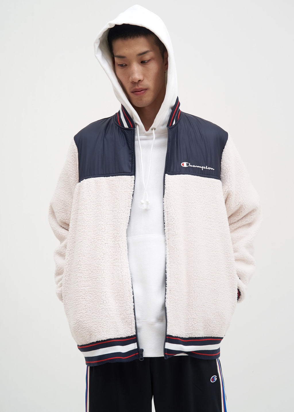 champion sherpa baseball jacket