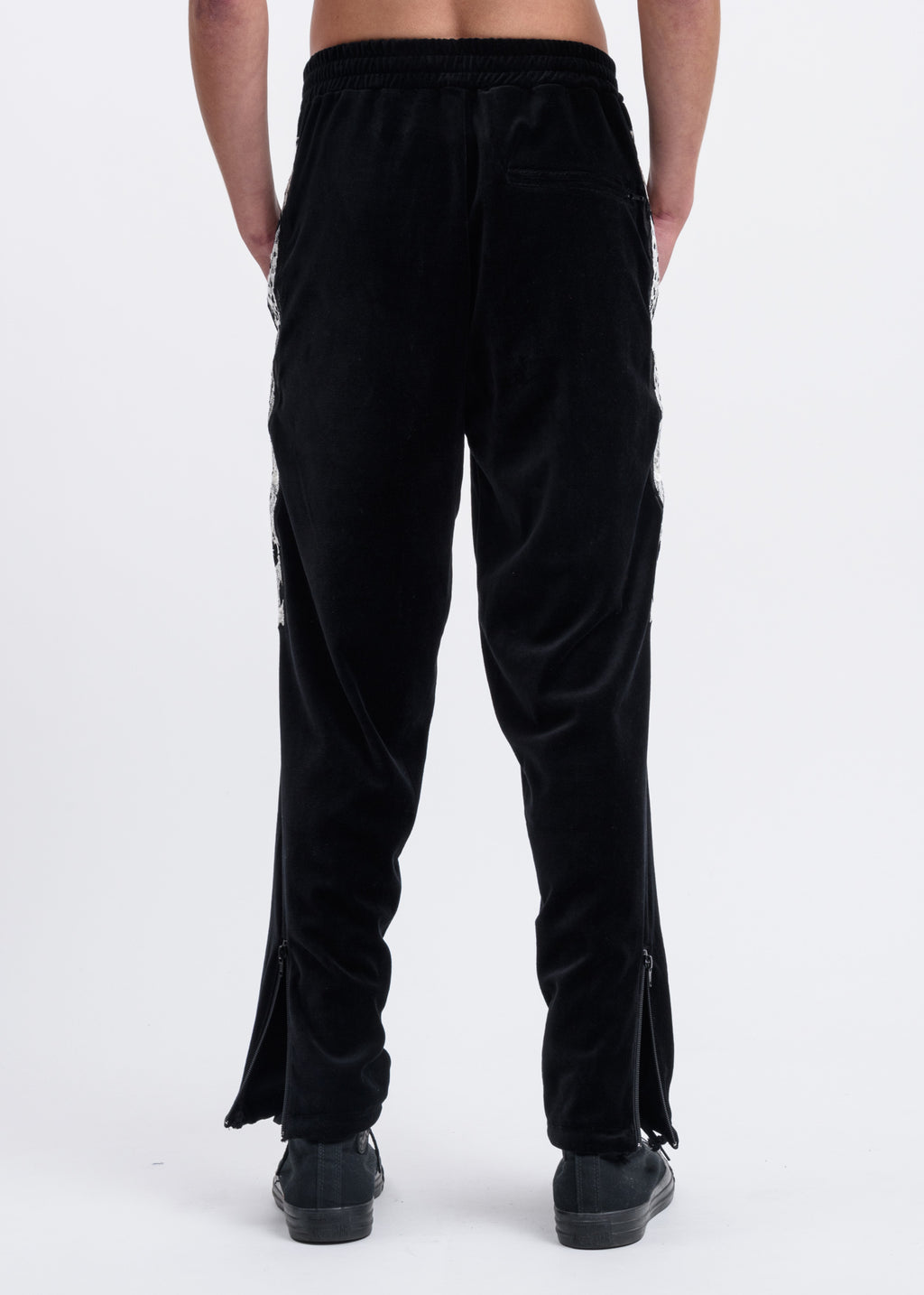 CHAOS EMBROIDERY SUEDE TRACK PANTS-