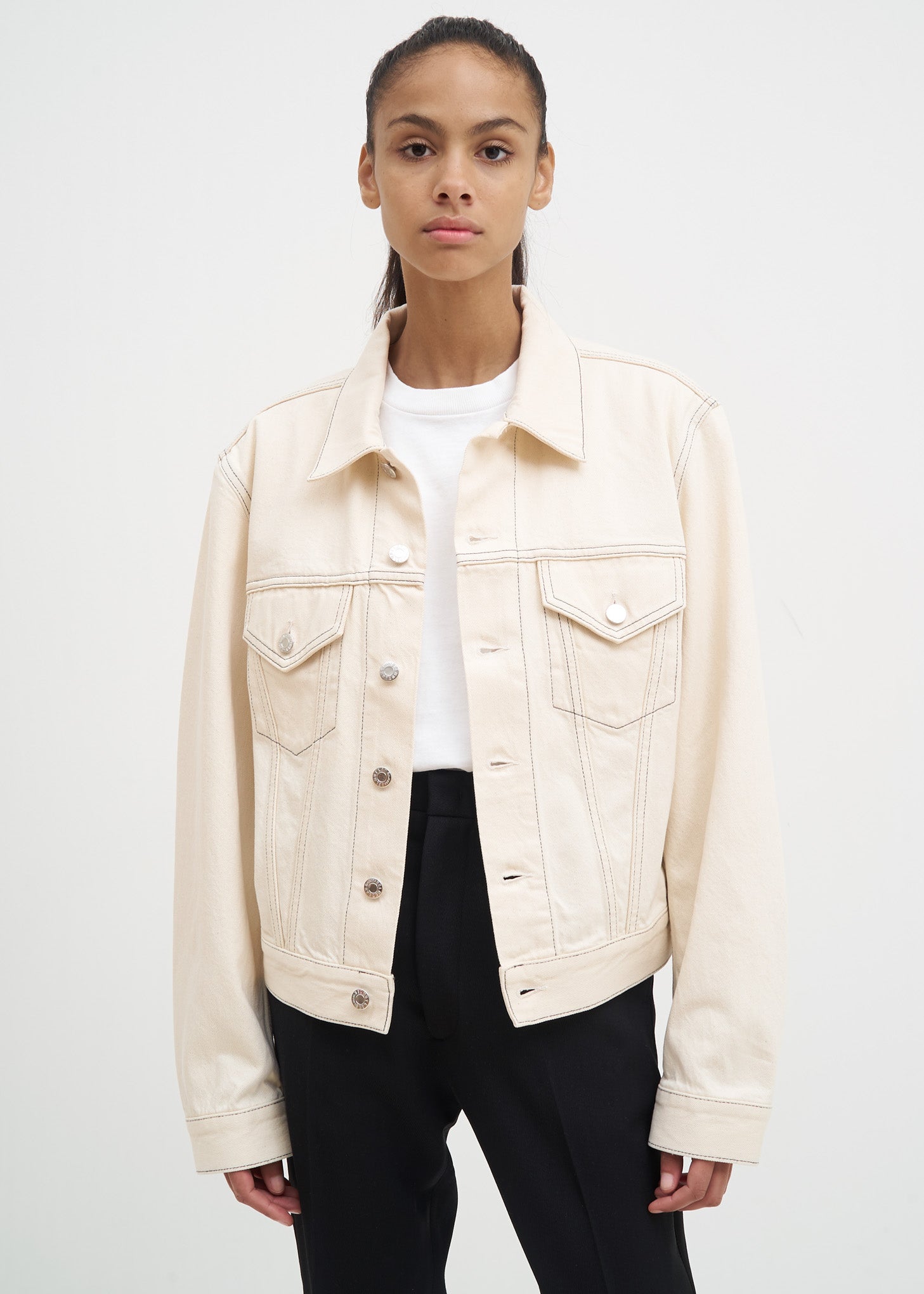 beige trucker jacket