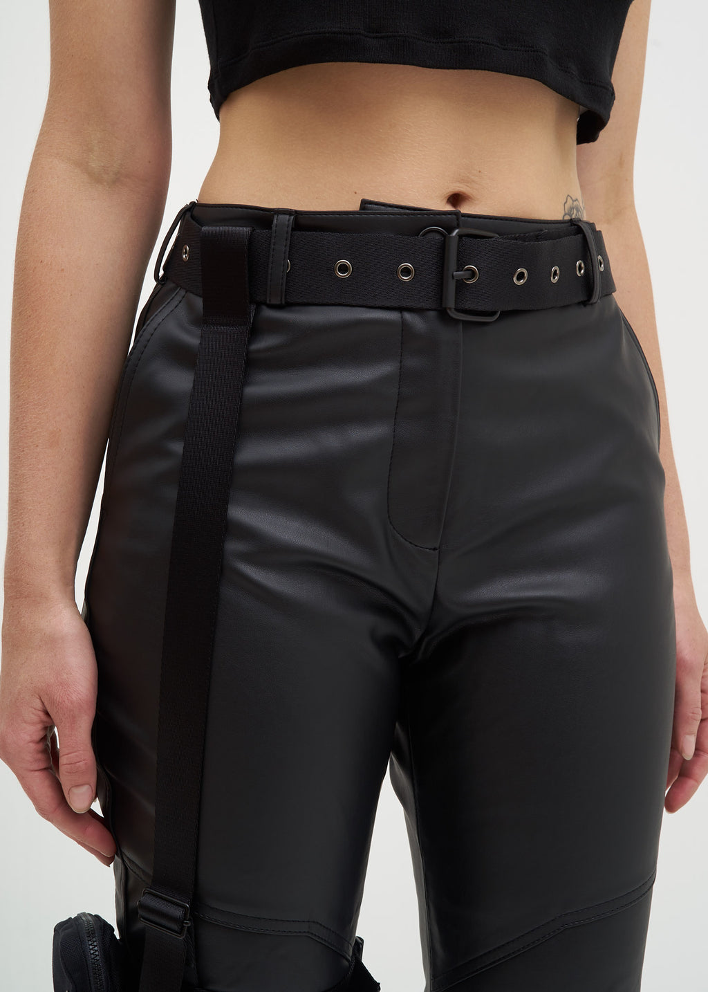 017 Shop | Hyein Seo Black Faux Leather Pants w/ Garter Belt