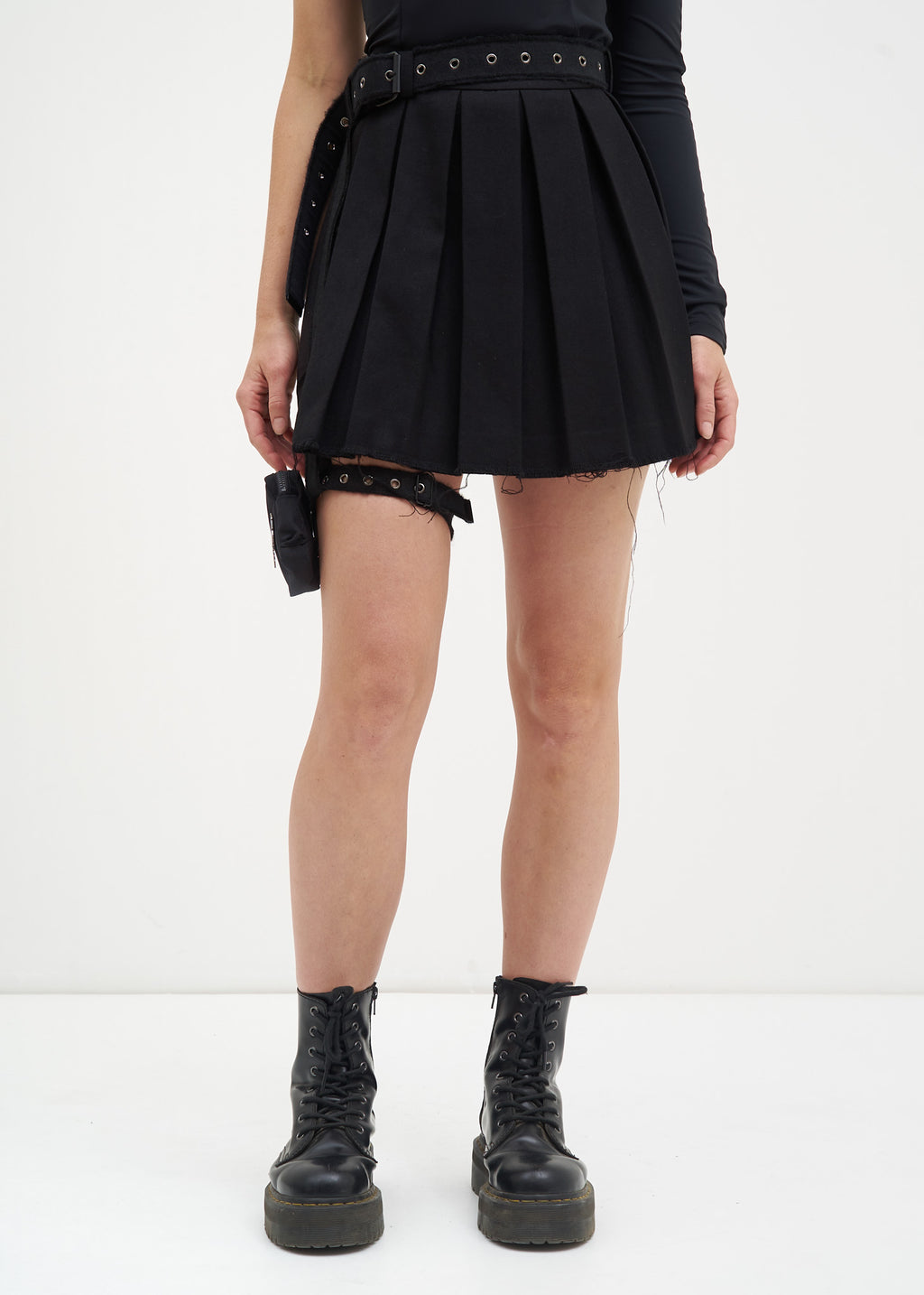 017 Shop | Hyein Seo Black Wool Skirt w/ Garter Belt