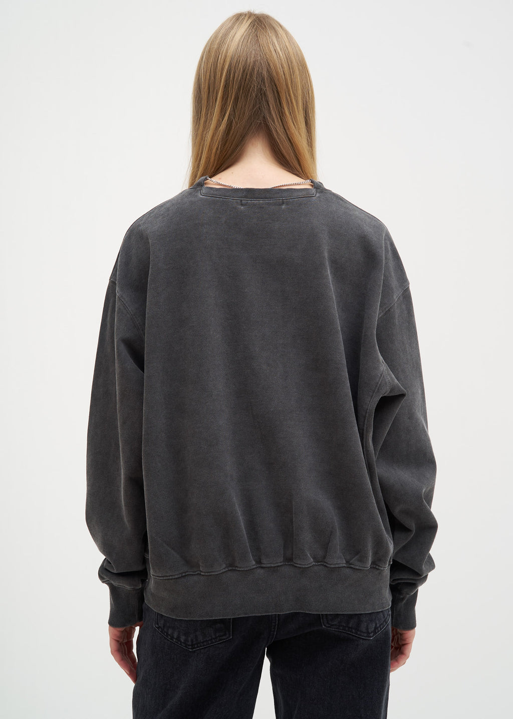 017 Shop | Hyein Seo Grey Distressed Patchwork Sweatshirt