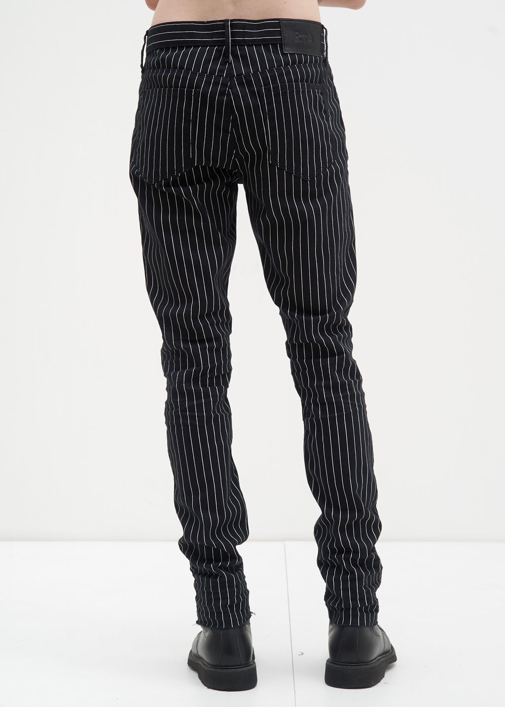 black pinstripe skinny trousers