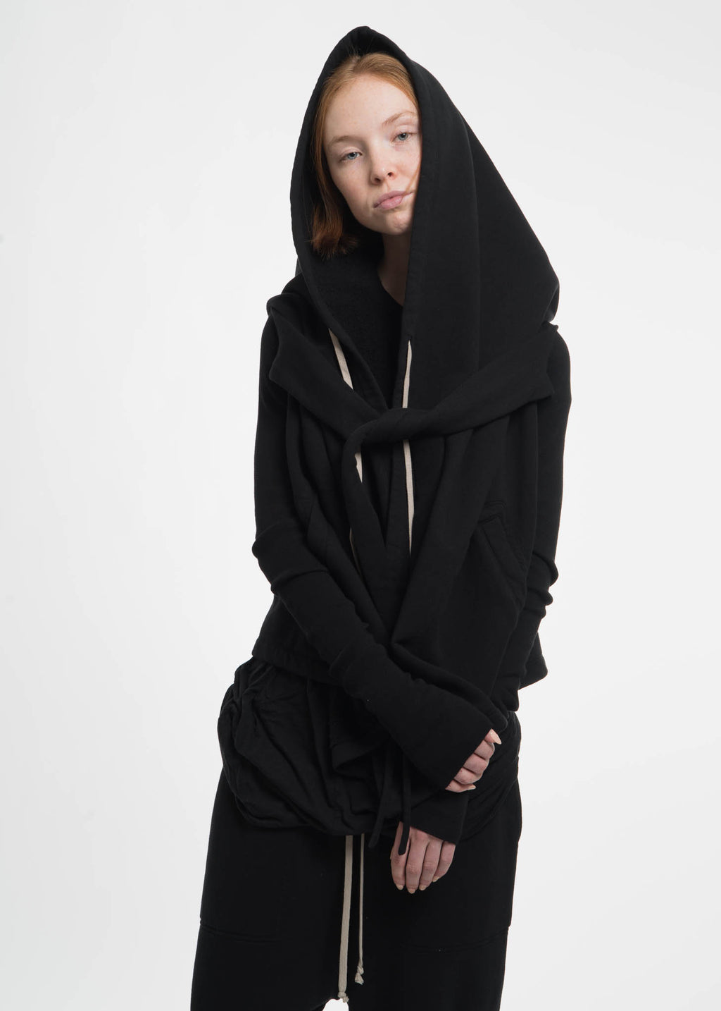 black cropped hooded sweatshirt