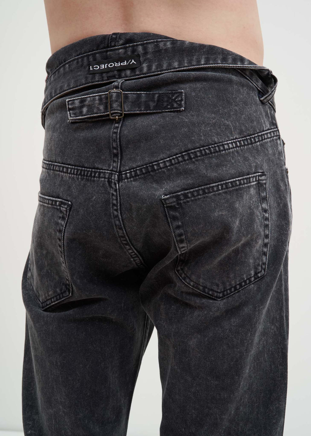 017 Shop | Y/Project Black Stonewash Asymmetric Waist Jeans