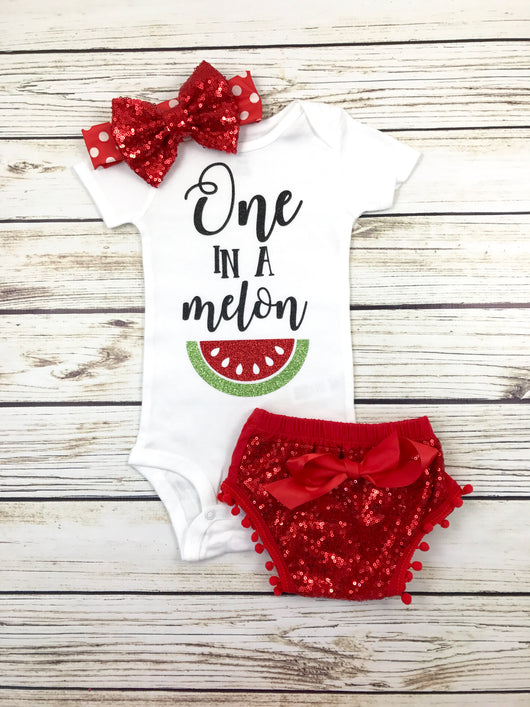one in a melon baby outfit