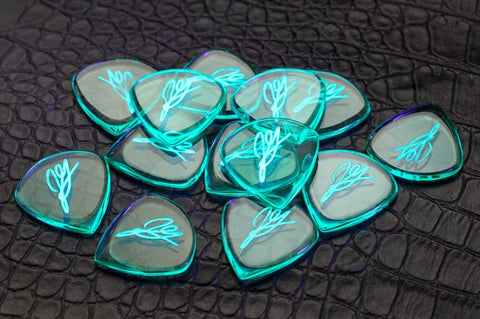 Custom Guitar Picks Service, Glow In The Dark Aqua