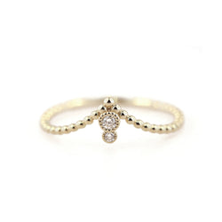 Milgrain Diamond Beaded V Ring Easter Ahn Design