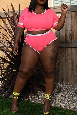 

Plus Size Round Neck Short Sleeve Two Piece Sets