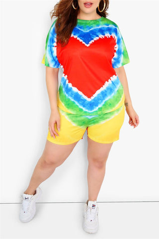 

Tie Dye Print Plus Size Two Piece Sets