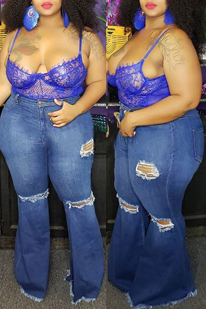 plus size high waisted flare jeans