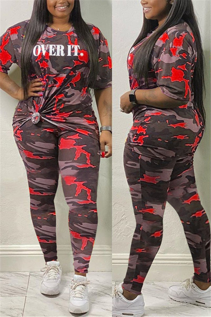 red camo pants plus size