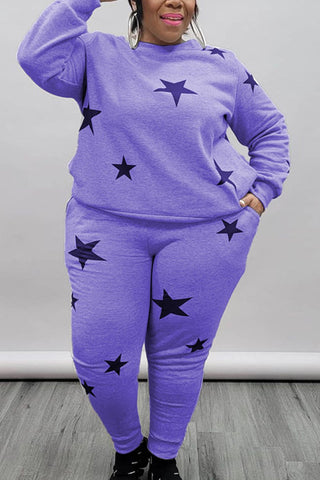 

Digital Print Plus Size Pocket Top & Pants