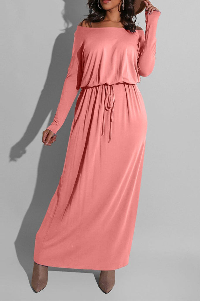 drawstring waist maxi dress