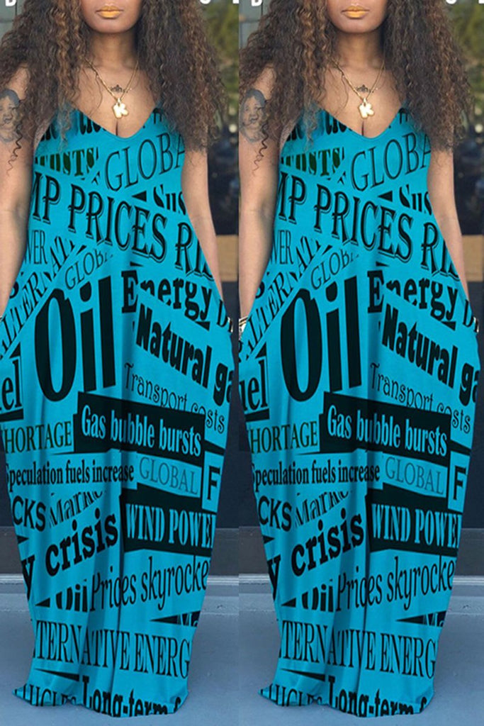 newspaper print maxi dress