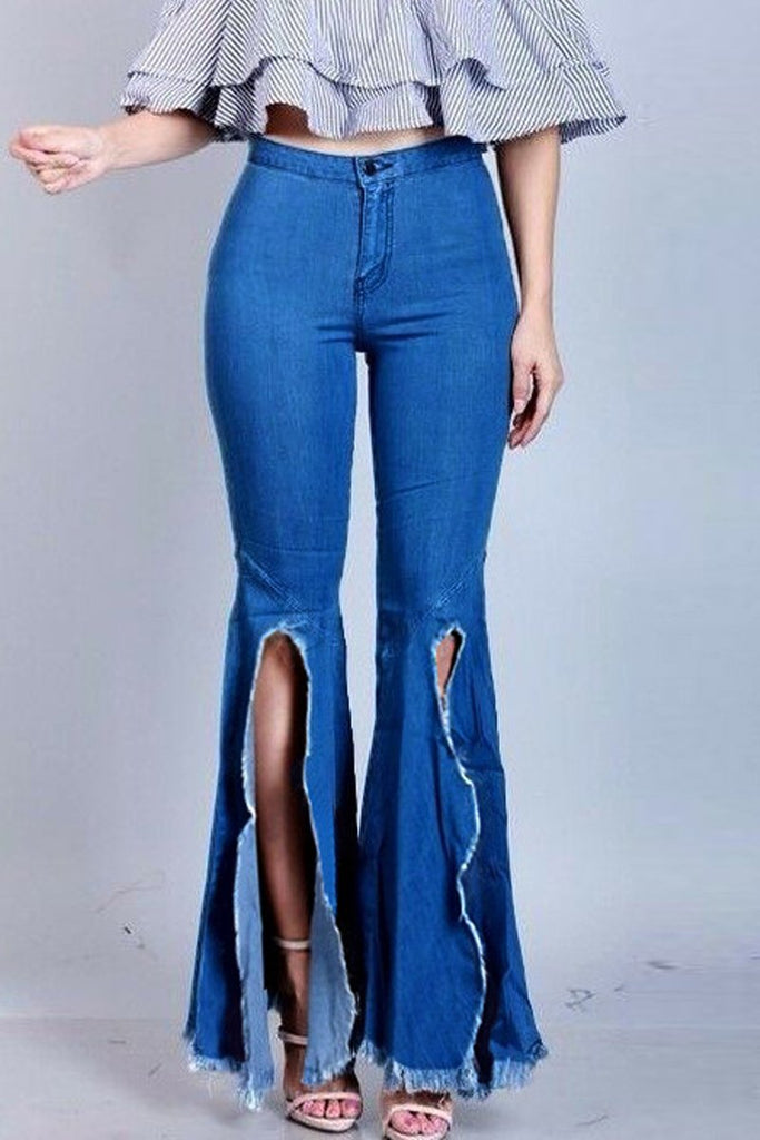 flare pants with slits