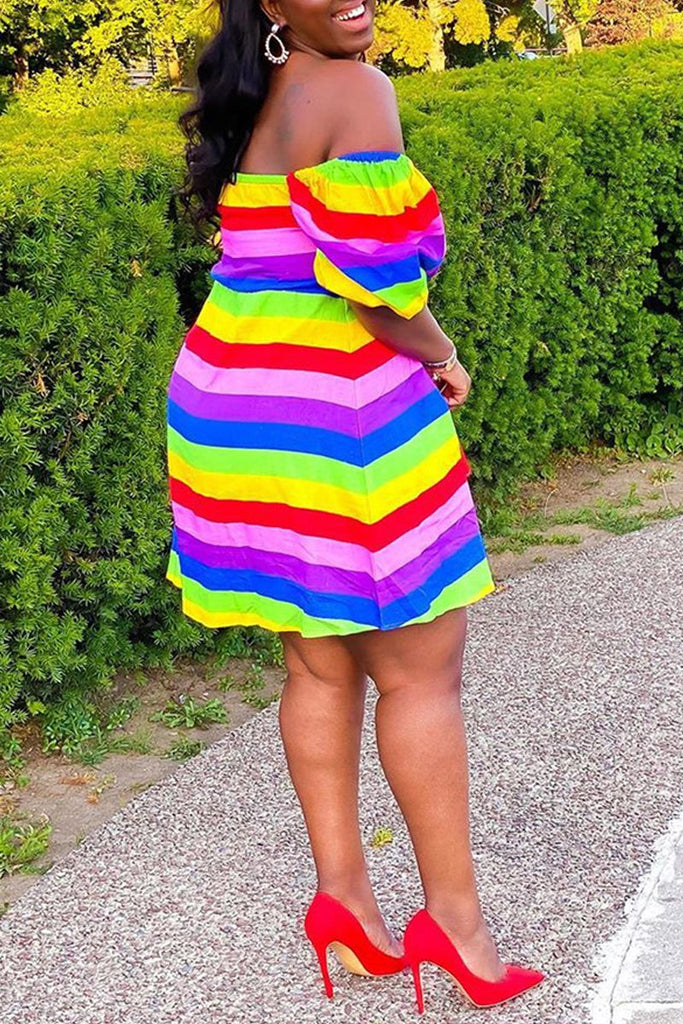 rainbow plus size summer dresses