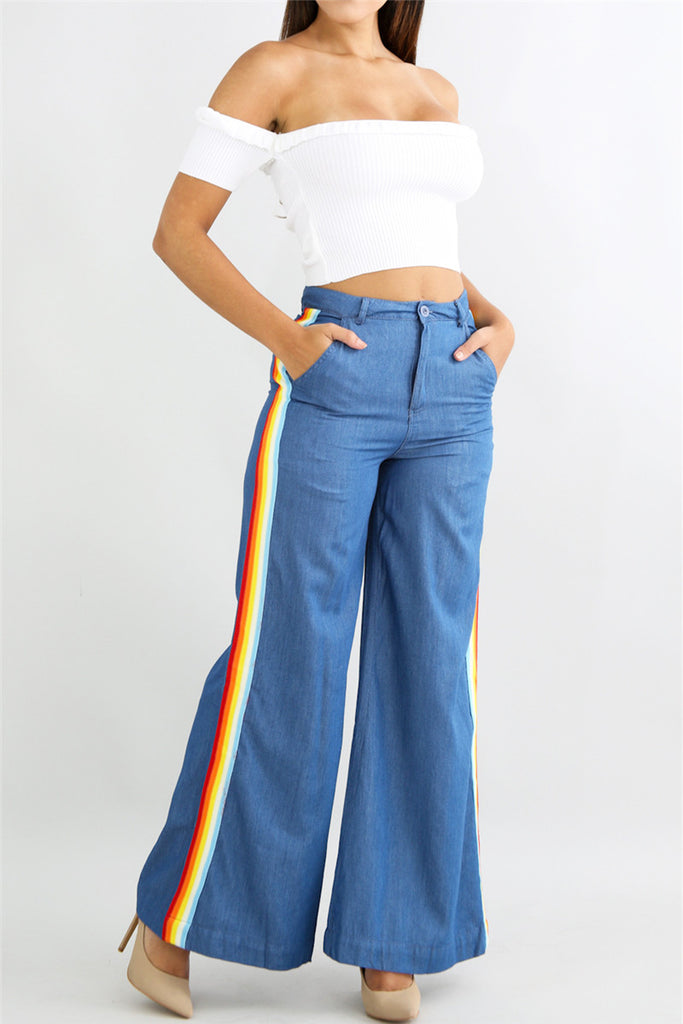 rainbow bell bottom jeans