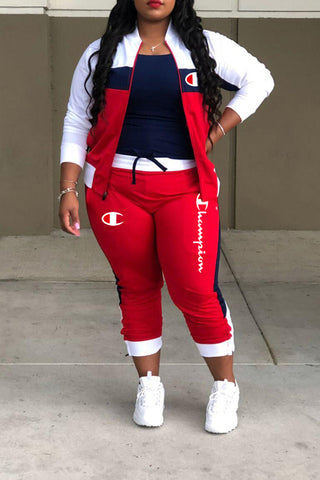 

Color Block Zipper Lace Up Two Piece Outfits