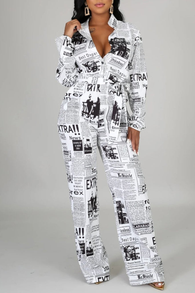newspaper print jumpsuit