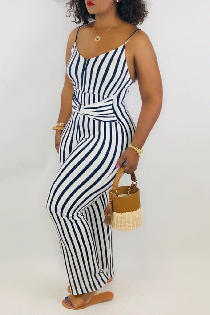 striped sleeveless jumpsuit