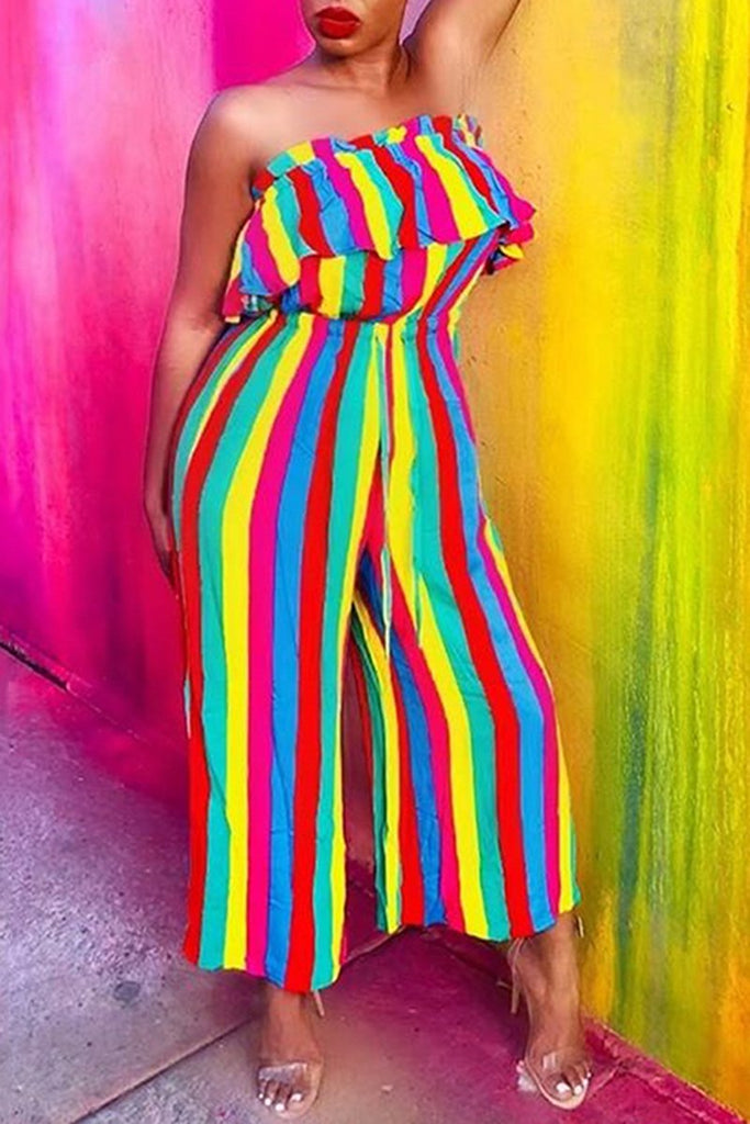 rainbow striped jumpsuit