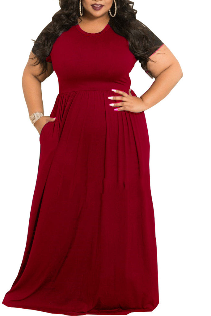 plus size maroon maxi dress