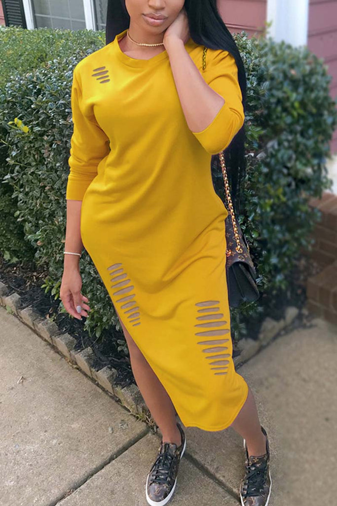 solid color midi dress