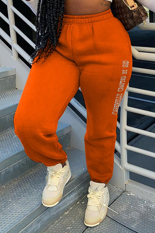 

Letter Print Elastic Band Loose Casual Pants