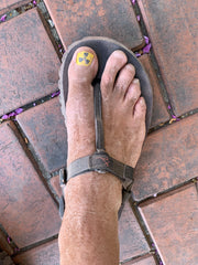 Dirty Feet Sandals in a mountain race