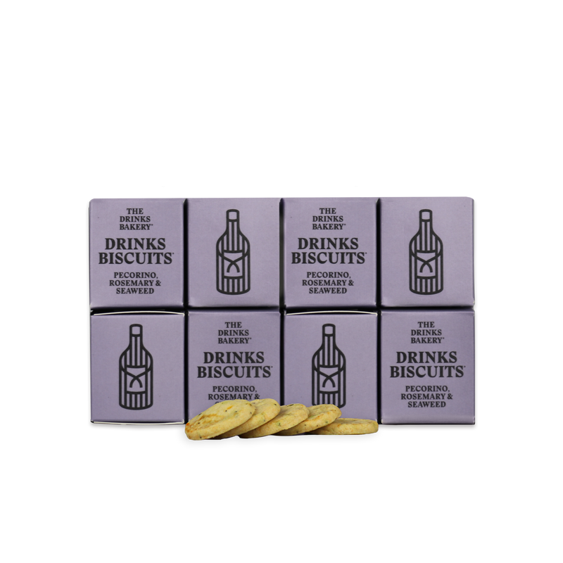 THE DRINKS BAKERY BISCUITS - Pecorino, Rosemary & Scottish Seaweed - 3x8 SRP 20g packs - Snack Revolution