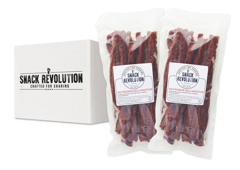 Wild Venison & Chilli Wine Beer Sticks - 2x500g - Snack Revolution