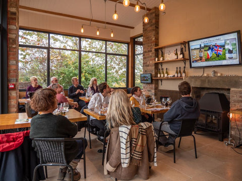 Bradford Industrial Ceiling Light by Mayflower Lighting UK at Woodchester Valley Vineyard, Stroud