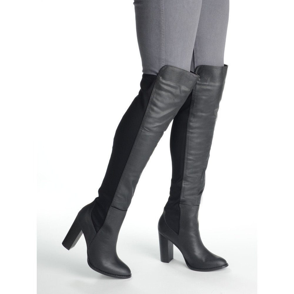 Knee Suede Boot with Stretch Lycra 