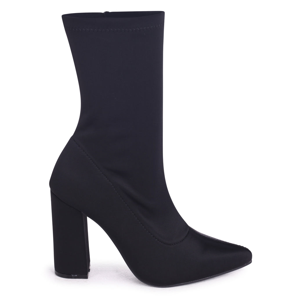 black high heel lycra sock boots