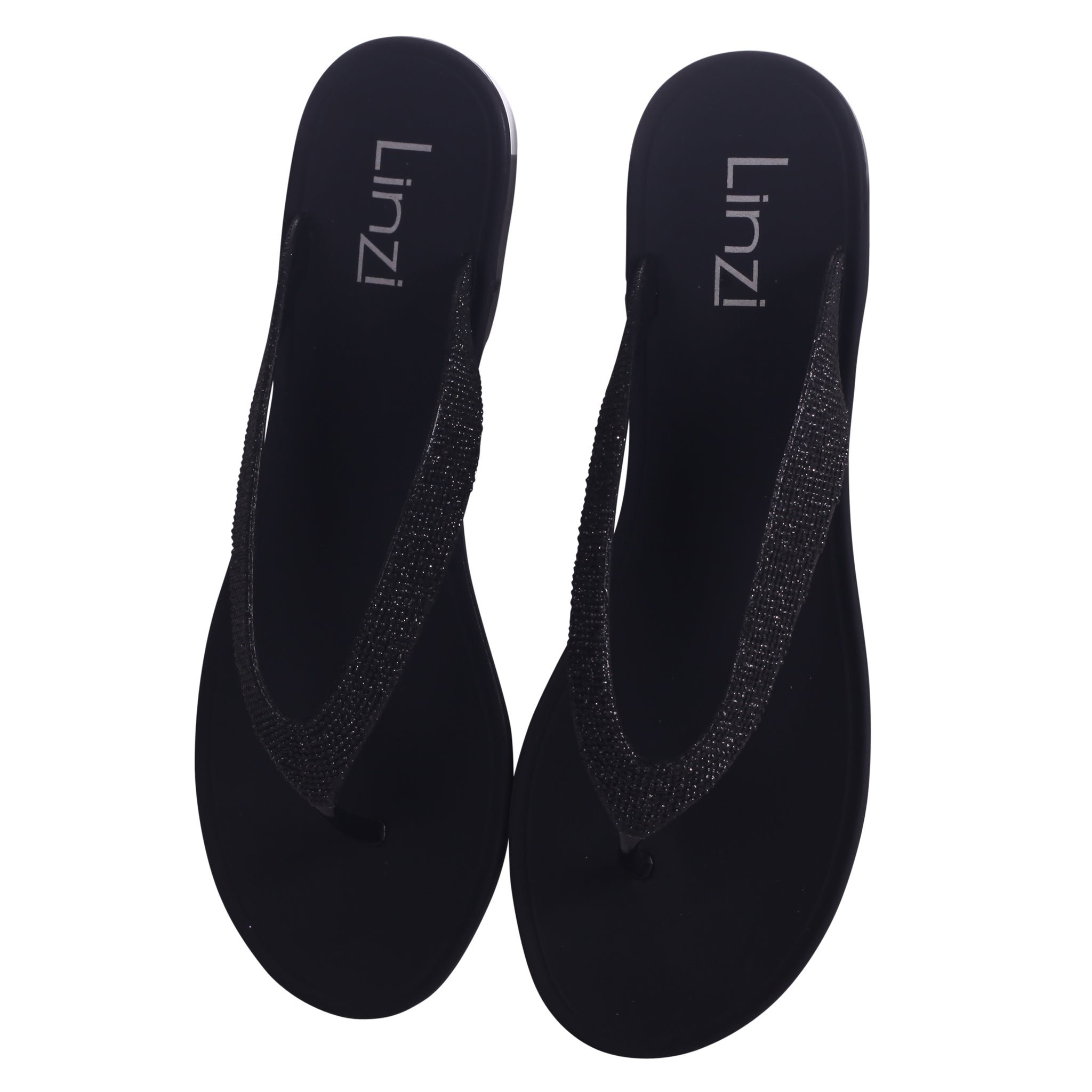 Black Flip Flop With Glitter Straps – Linzi