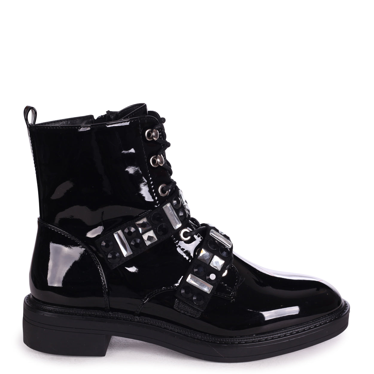 Black Mirror Patent Military Boot With 