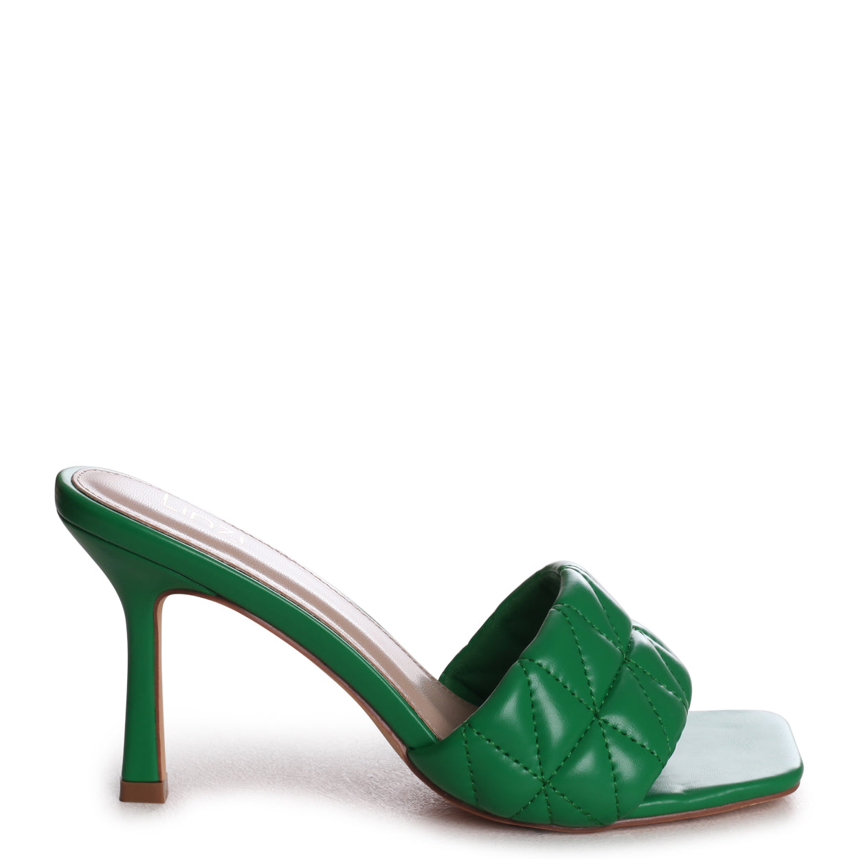 Green Faux Leather Mule With Quilted Front Strap – Linzi